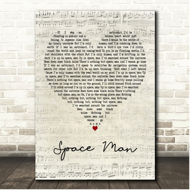 Sam Ryder Space Man Script Heart Song Lyric Print