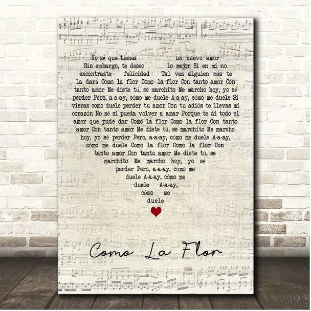Selena Como La Flor Script Heart Song Lyric Print
