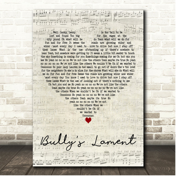 Shakey Graves Bullys Lament Script Heart Song Lyric Print