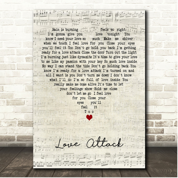 Shakin Stevens Love Attack Script Heart Song Lyric Print