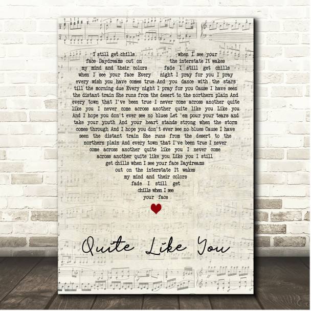 Shane Smith & the Saints Quite Like You Script Heart Song Lyric Print