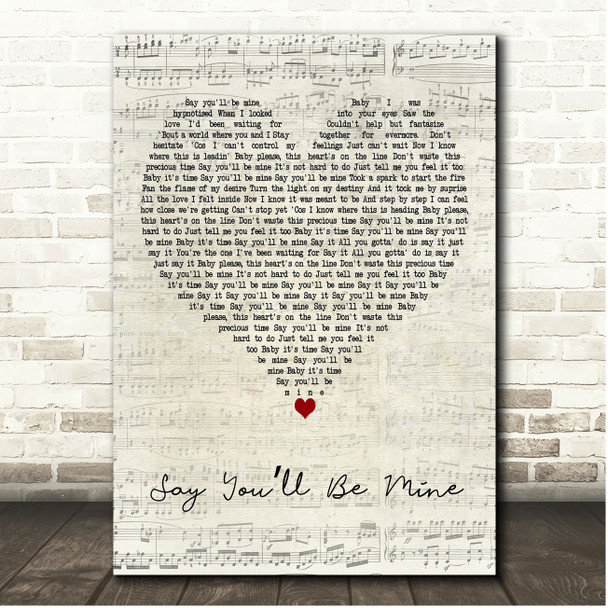 Steps Say Youll Be Mine Script Heart Song Lyric Print
