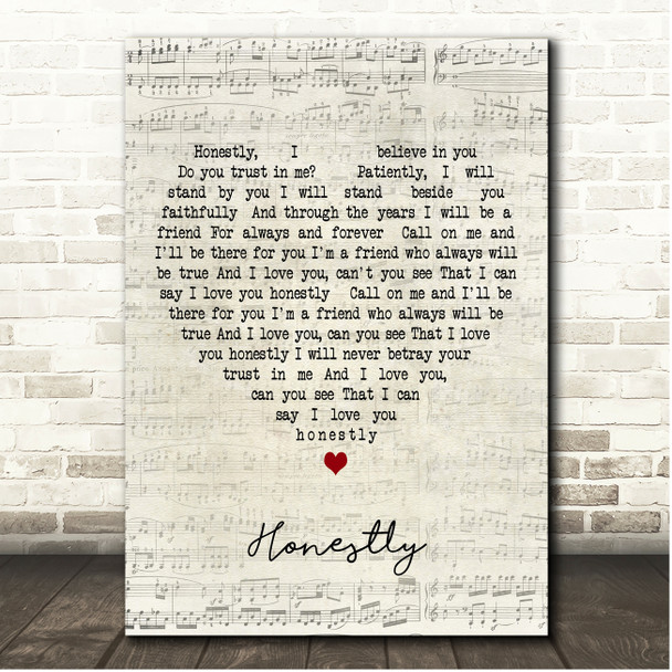 Stryper Honestly Script Heart Song Lyric Print