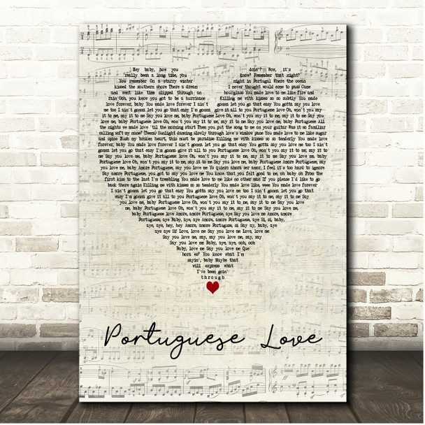 Teena Marie Portuguese Love Script Heart Song Lyric Print