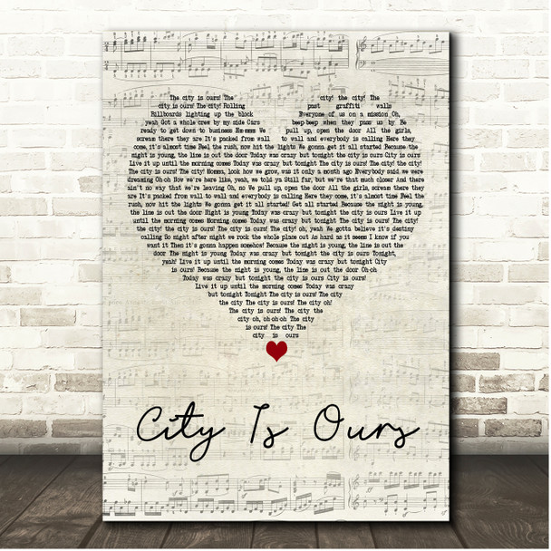 Big Time Rush City Is Ours Script Heart Song Lyric Print