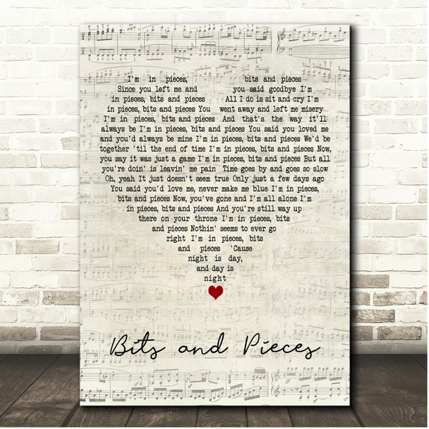 The Dave Clark Five Bits and Pieces Script Heart Song Lyric Print
