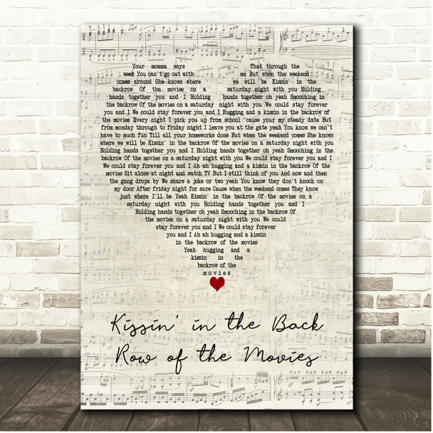 The Drifters Kissin in the Back Row of the Movies Script Heart Song Lyric Print