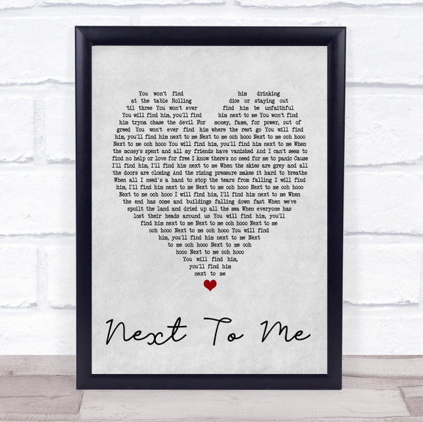 Emeli Sand?® Next To Me Grey Heart Song Lyric Quote Print