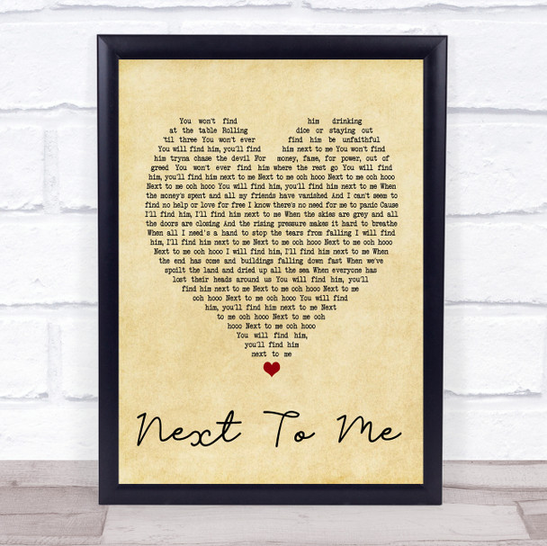 Emeli Sand?® Next To Me Vintage Heart Song Lyric Quote Print