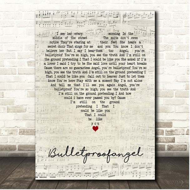 The Goo Goo Dolls Bulletproofangel Script Heart Song Lyric Print