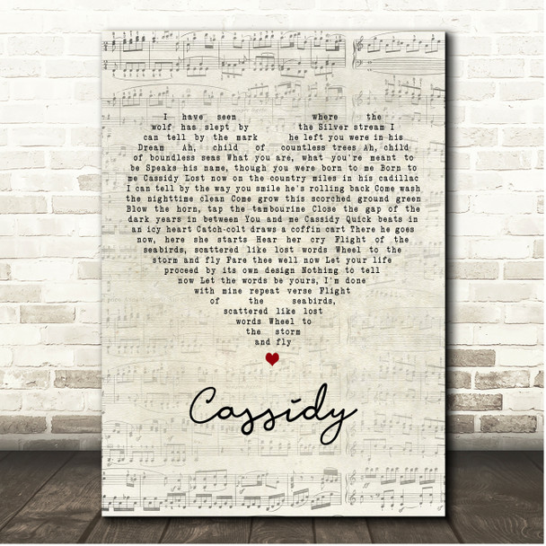The Grateful Dead Cassidy Script Heart Song Lyric Print