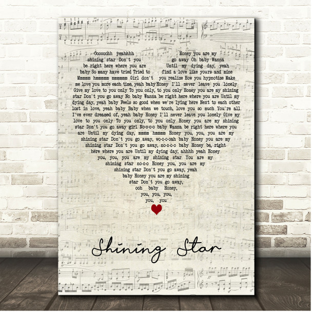 The Manhattans Shining Star Script Heart Song Lyric Print