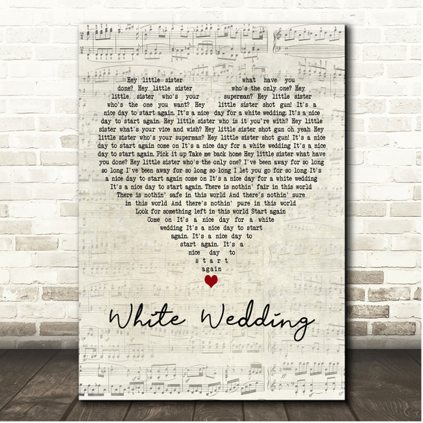 Billy Idol White Wedding Script Heart Song Lyric Print