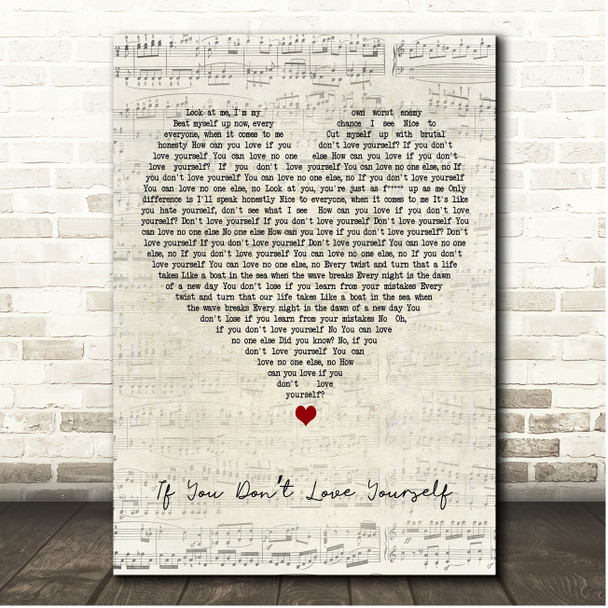 The Script If You Dont Love Yourself Script Heart Song Lyric Print