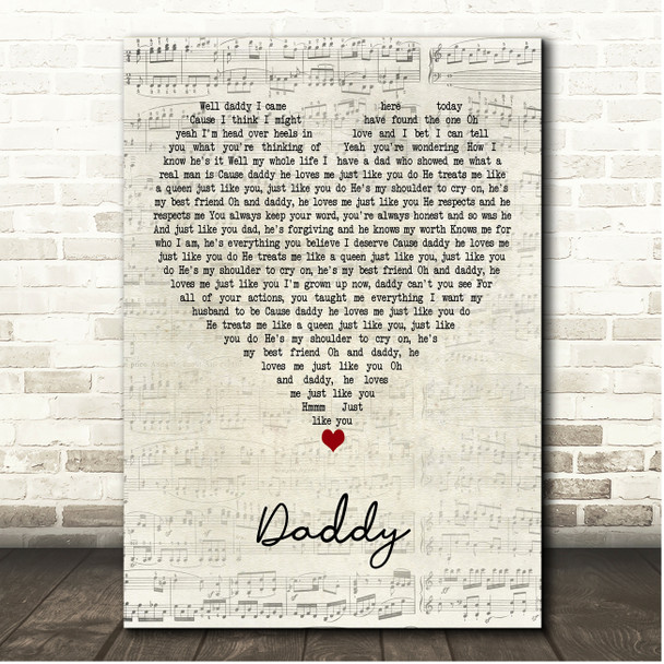 Abby Anderson Daddy Script Heart Song Lyric Print
