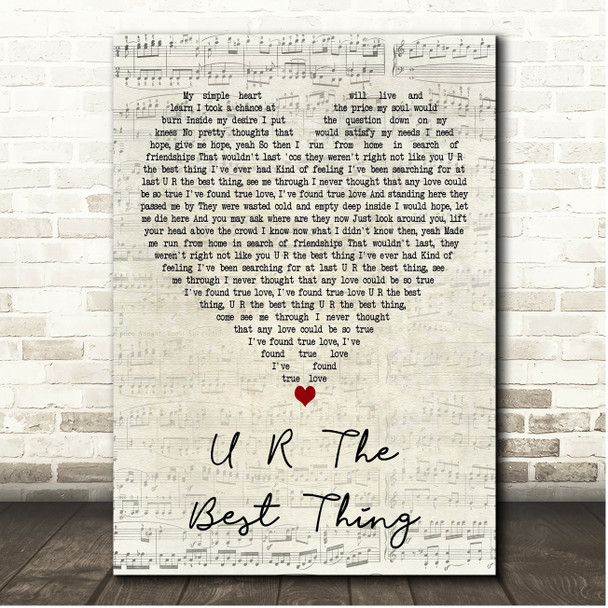 The-Dream U R The Best Thing Script Heart Song Lyric Print