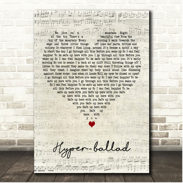 Björk Hyper-ballad Script Heart Song Lyric Print