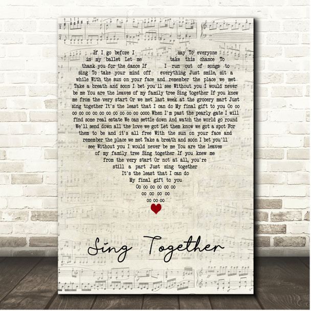 Train Sing Together Script Heart Song Lyric Print
