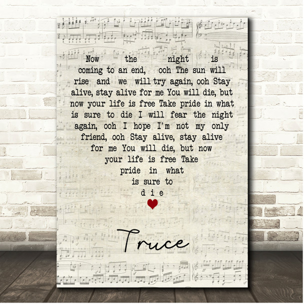 Twenty One Pilots Truce Script Heart Song Lyric Print