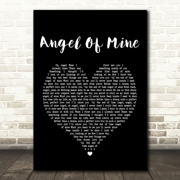 Eternal Angel Of Mine Black Heart Song Lyric Quote Print
