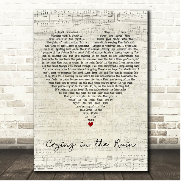 Whitesnake Crying in the Rain Script Heart Song Lyric Print