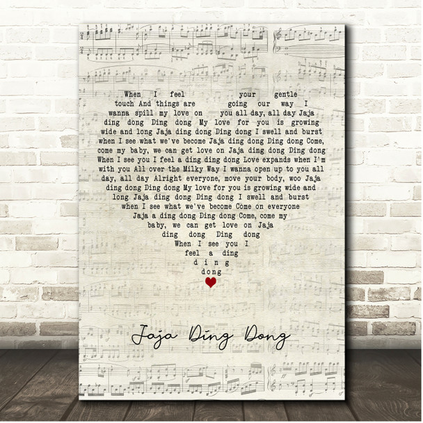 Will Ferrell & My Marianne Jaja Ding Dong Script Heart Song Lyric Print