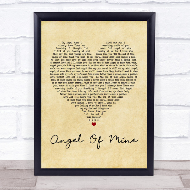 Eternal Angel Of Mine Vintage Heart Song Lyric Quote Print