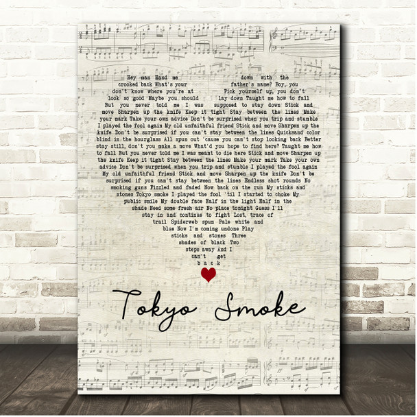 Cage The Elephant Tokyo Smoke Script Heart Song Lyric Print