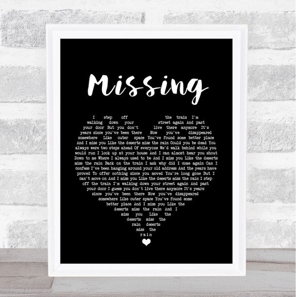 Everything But The Girl Missing Black Heart Song Lyric Quote Print