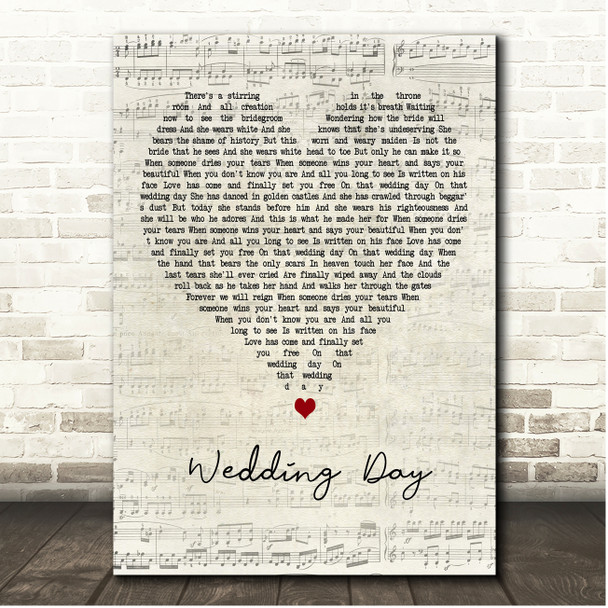 Casting Crowns Wedding Day Script Heart Song Lyric Print