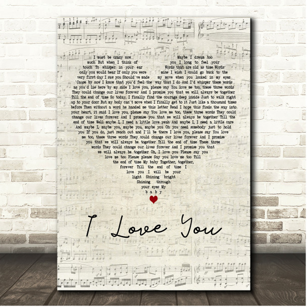 Céline Dion I Love You Script Heart Song Lyric Print Céline Dion I Love You Script Heart Song Lyric Print