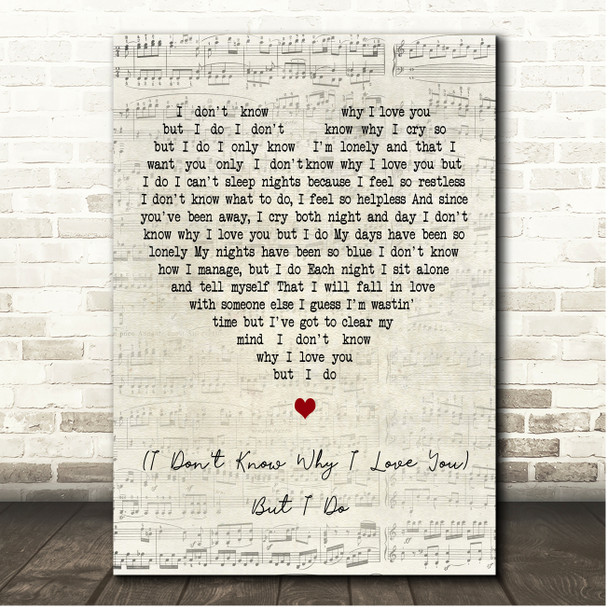 Clarence 'Frogman' Henry (I Dont Know Why) But I Do Script Heart Song Lyric Print