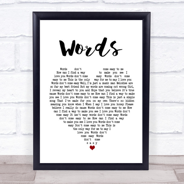 F.R. David Words White Heart Song Lyric Quote Print