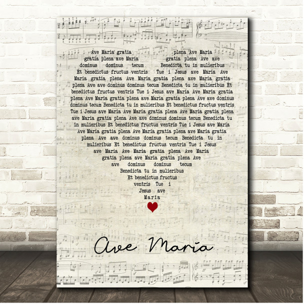 Connie Francis Ave Maria Script Heart Song Lyric Print