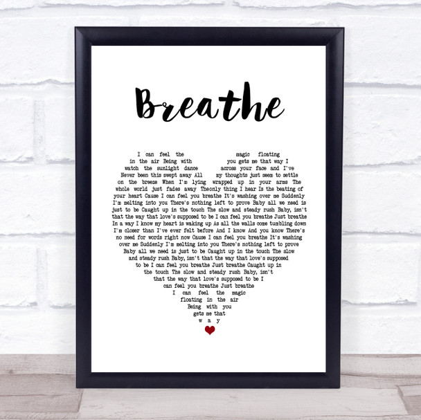 Faith Hill Breathe White Heart Song Lyric Quote Print