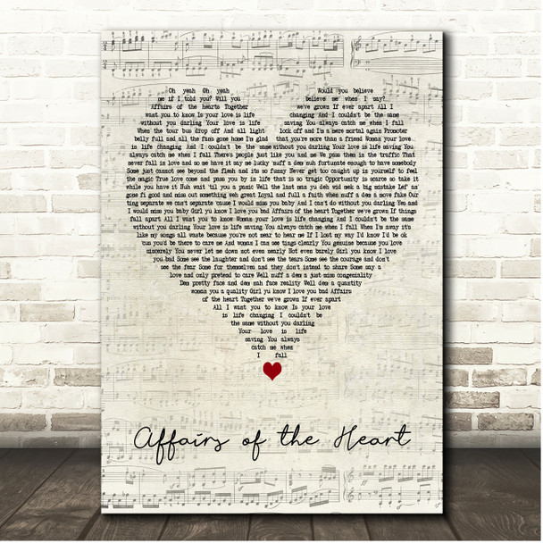 Damian Marley Affairs of the Heart Script Heart Song Lyric Print