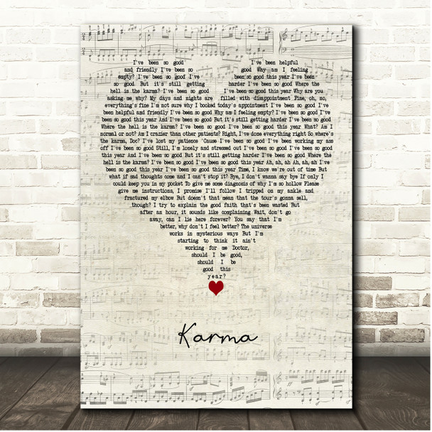 AJR Karma Script Heart Song Lyric Print