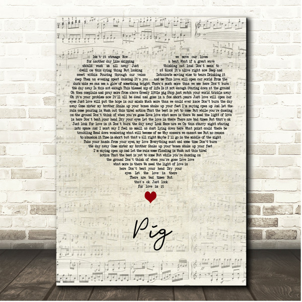 Dave Matthews Band Pig Script Heart Song Lyric Print