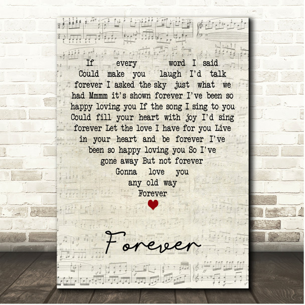 Dennis Wilson Forever Script Heart Song Lyric Print