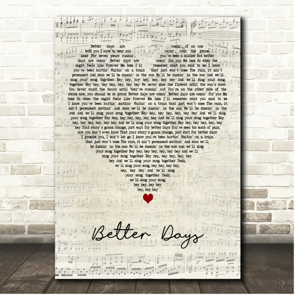 Dermot Kennedy Better Days Script Heart Song Lyric Print