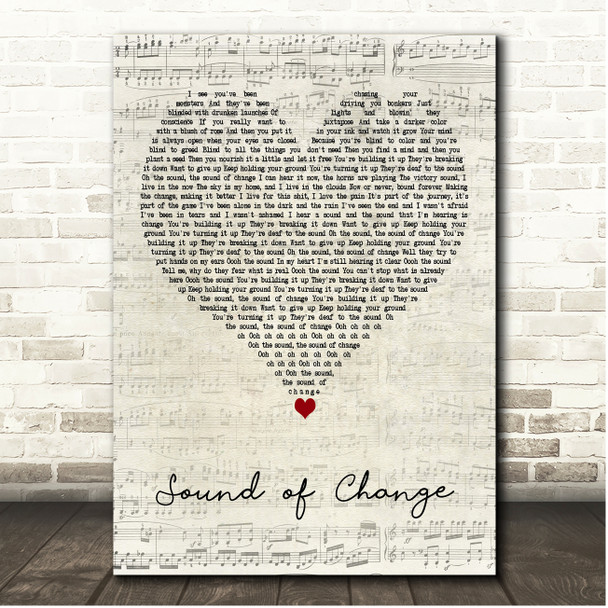 Dirty Heads Sound of Change Script Heart Song Lyric Print