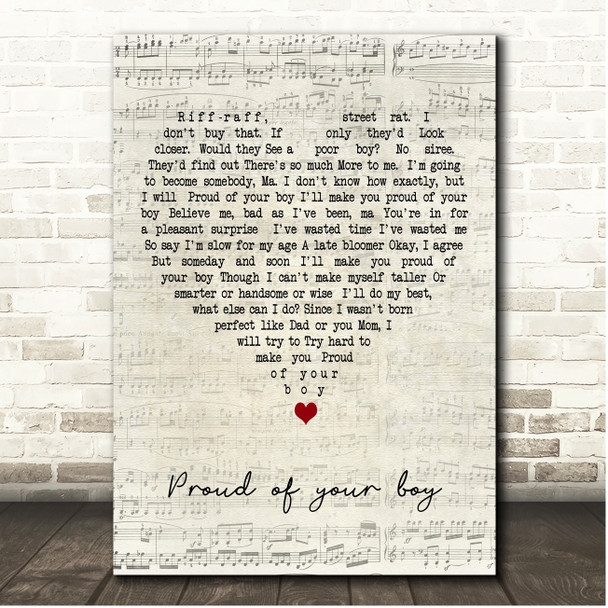 Disneys Aladdin Proud of your boy Script Heart Song Lyric Print