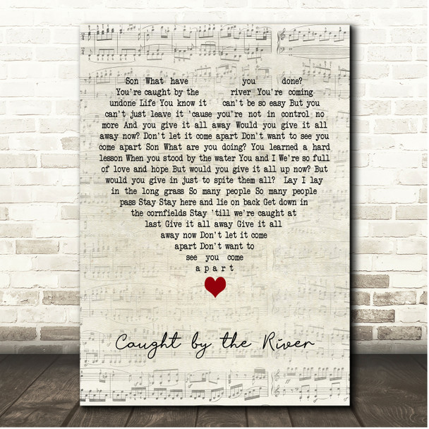 Doves Caught by the River Script Heart Song Lyric Print