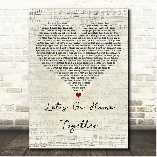 Ella Henderson & Tom Grennan Let's Go Home Together Script Heart Song Lyric Print