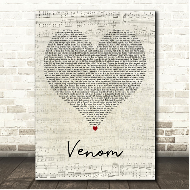 Eminem Venom Script Heart Song Lyric Print