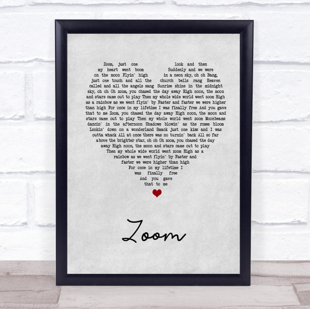 Fat Larry's Band Zoom Grey Heart Song Lyric Quote Print