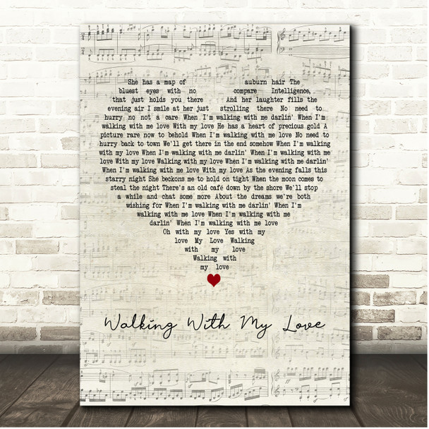 Finbar Furey Walking With My Love Script Heart Song Lyric Print