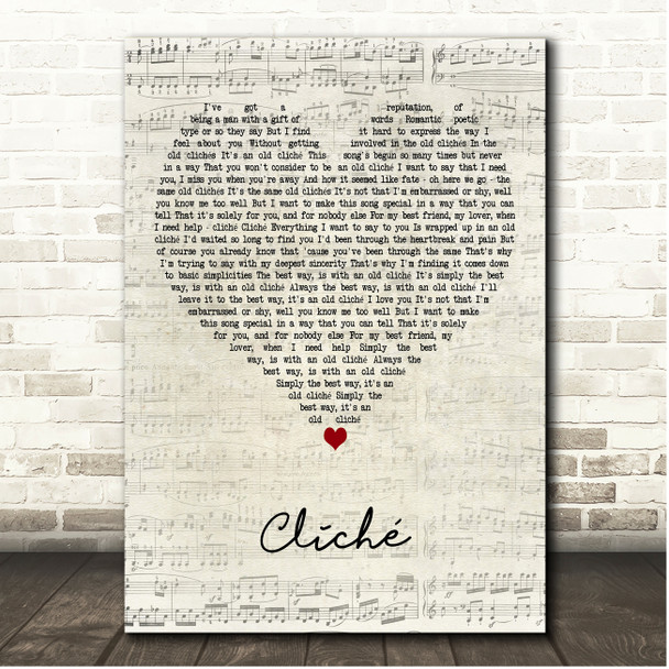 Fish Cliché Script Heart Song Lyric Print