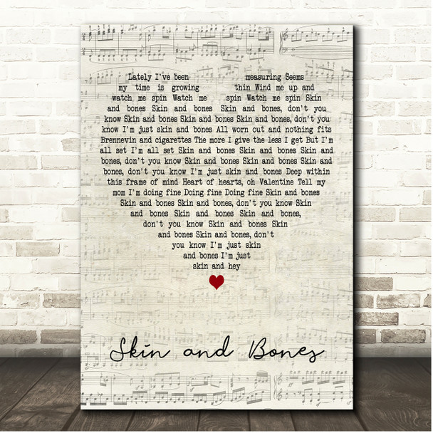 Foo Fighters Skin And Bones Script Heart Song Lyric Print