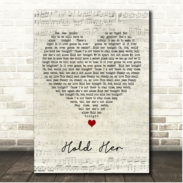 for KING & COUNTRY Hold Her Script Heart Song Lyric Print